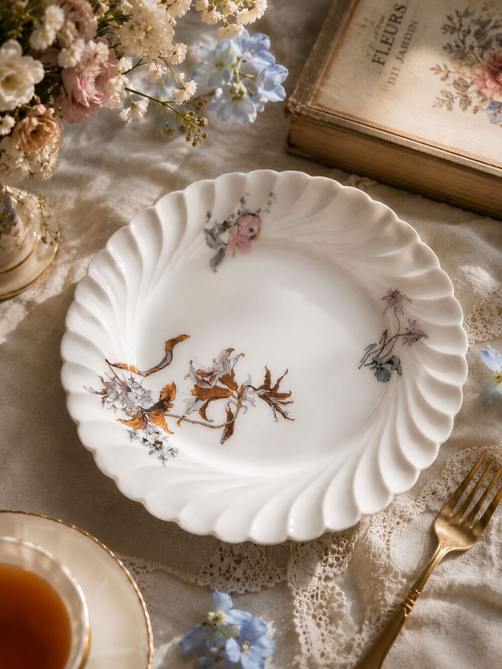 Vintage Haviland Limoges France 8" Scalloped Floral Salad Luncheon Plate